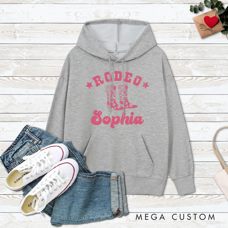 Personalized Couple Rodeo Western Bull and Boots and Hoodie with Name Couple Valentine’s Day Sweatshirt for Boyfriend Girlfriend Husband Wife