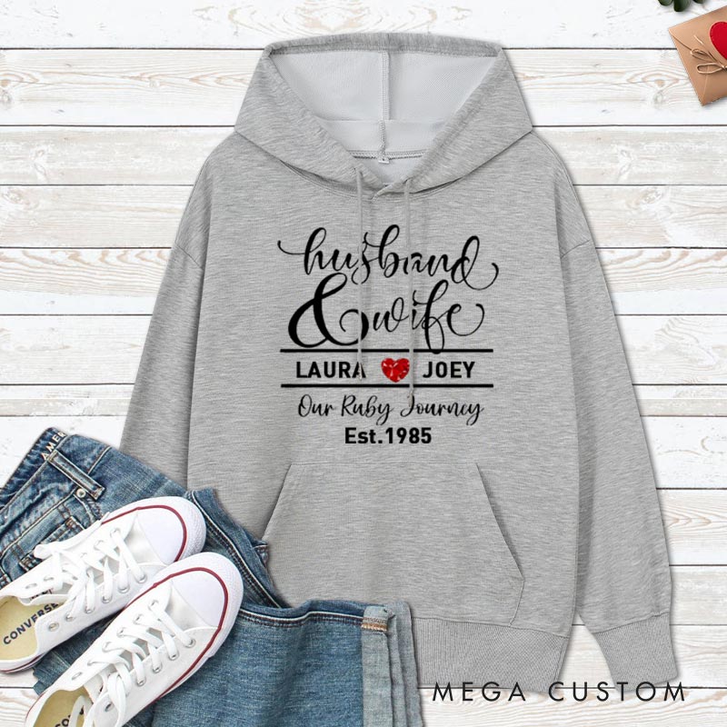 Personalized Our Ruby Journey Anniversary Hoodie Husband Wife 40th Anniversary Outfit Couple Anniversary Hoodie for Her Him
