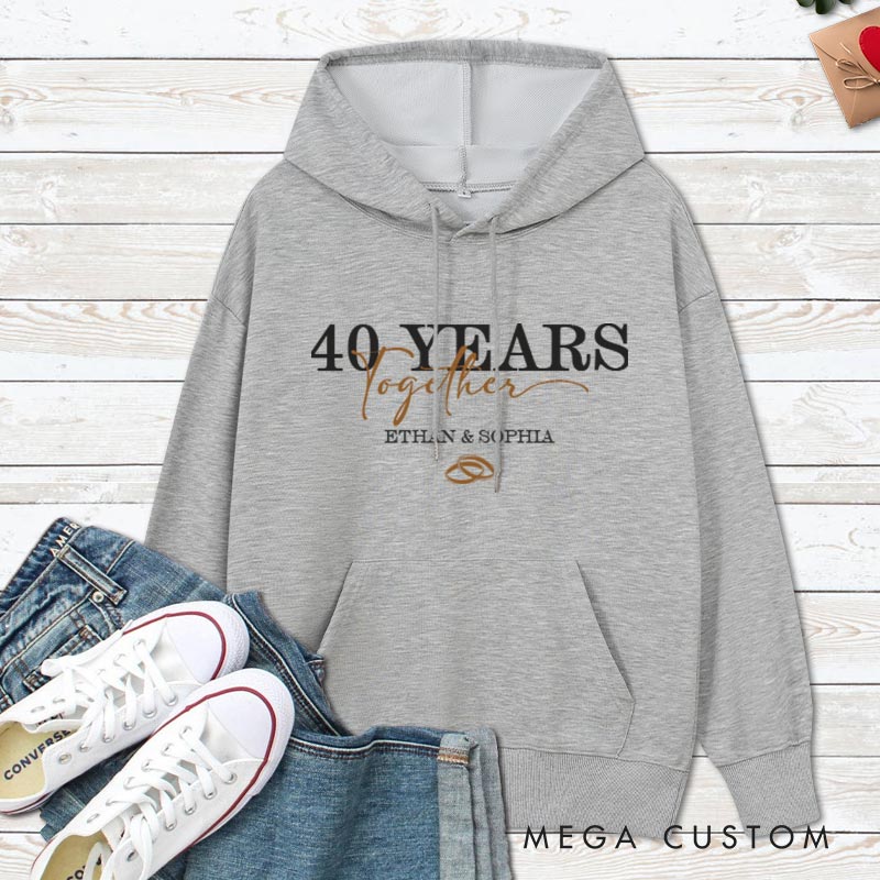 Personalized Couple 40 Years Together Anniversary Hoodie Husband Wife 40th Anniversary Outfit Couple Anniversary Hoodie for Her Him