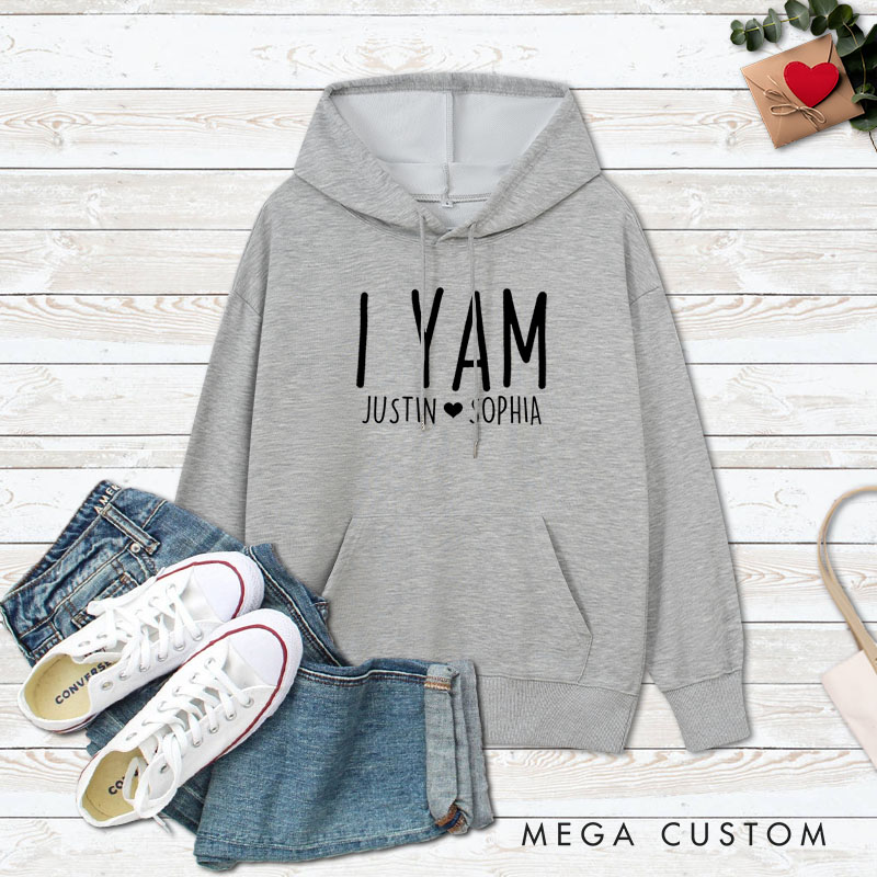 Personalized Couple Cute She's My Sweet Potato and I Yam Hoodie with Name Couple Thanksgiving Sweatshirt for Husband Wife Boyfriend Girlfriend