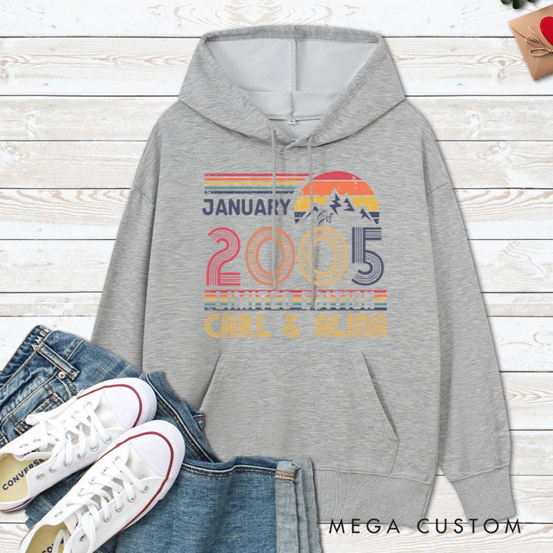 Personalized Limited Edition Couple Hoodie Vintage Anniversary Outfit for Husband Wife Couple Anniversary Hoodie for Her Him