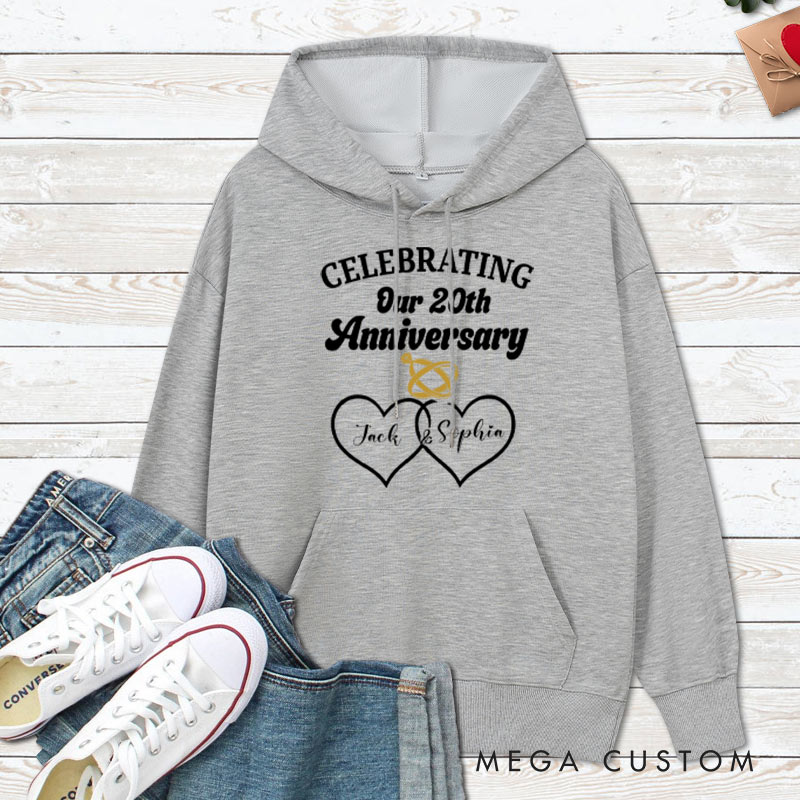 Personalized Celebrating Our 20th Anniversary Hoodie Couple 20th Anniversary Outfit for Husband Wife Causal Hoodie for Her Him