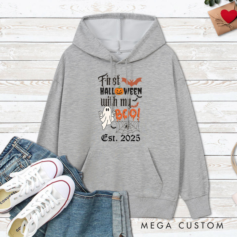 Personalized First Halloween with My Boo Ghost and Pumpkin Couple Hoodie