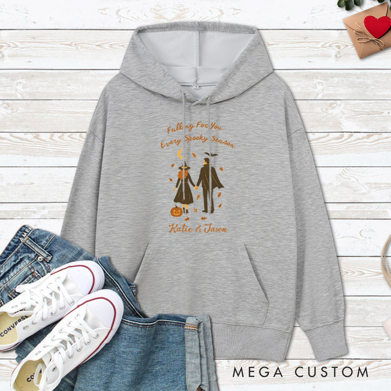 Personalized Falling for You Every Spooky Season Halloween Couple Hoodie
