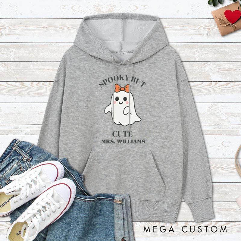 Personalized Spooky but Caffeinated and Spooky but Cute Ghost Halloween Couple Hoodie
