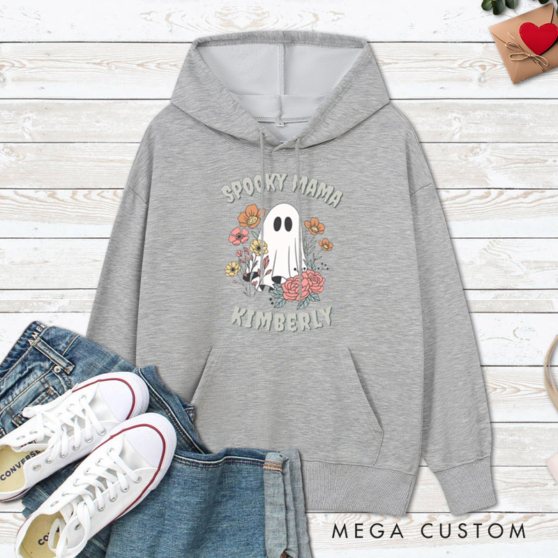 Personalized Spooky Dad and Spooky Mama Couple Ghost Halloween Couple Hoodie