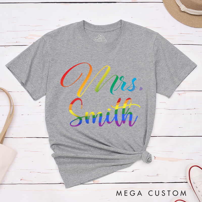 Personalized LGBTQ Couple T-Shirts Celebrate Love and Pride Shirt for her Rainbow LGBTQ Tee Lesbian Matching Tops