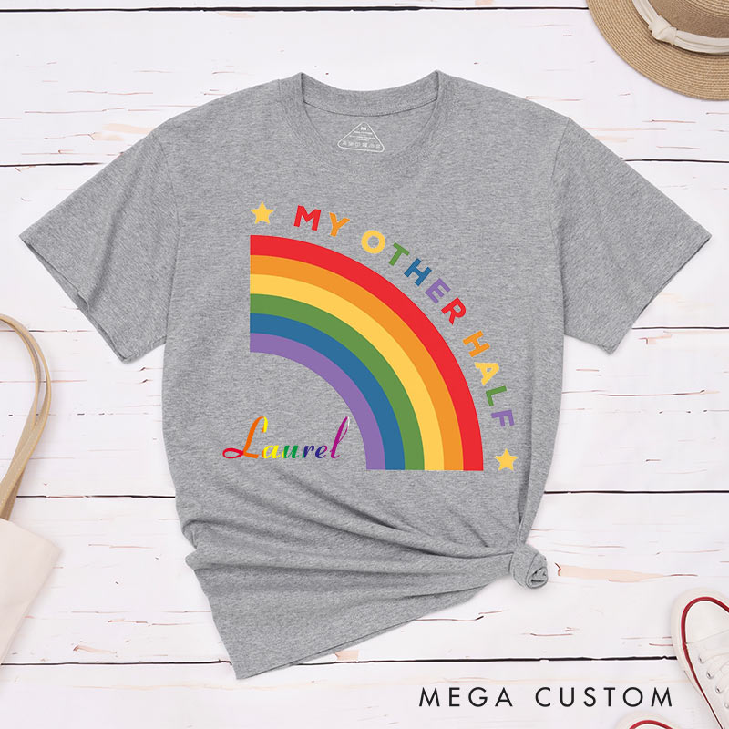 Personalized My Other Half Rainbow Couple T-Shirts LGBTQ Matching Shirts for her him Lesbian Gay Couple Tees