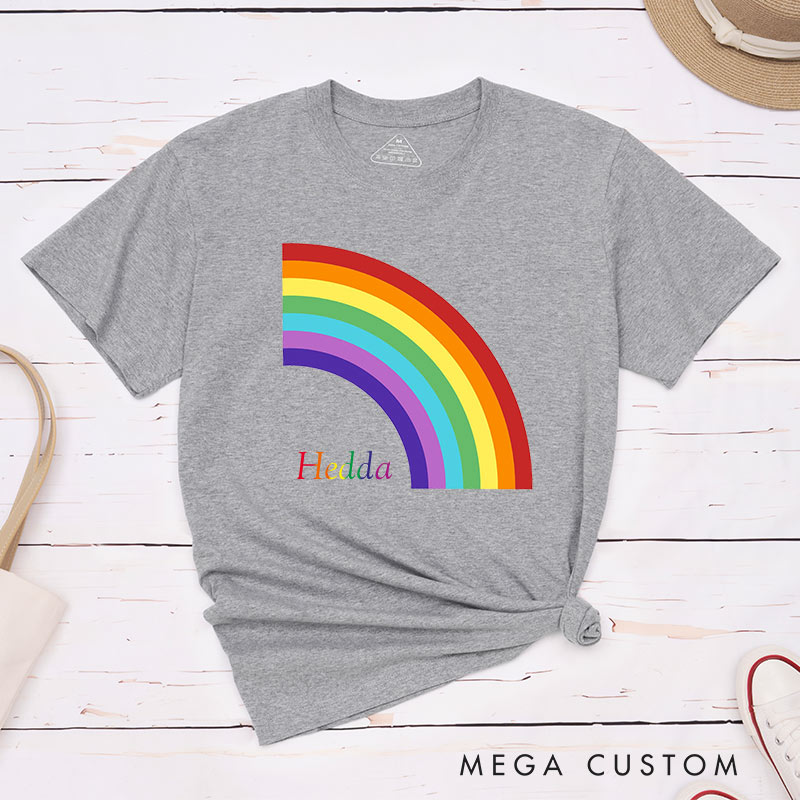 Personalized Rainbow Pride Couple T-Shirts LGBTQ Lesbian Gay Couple Shirt Pride Month T-Shirt for Couple