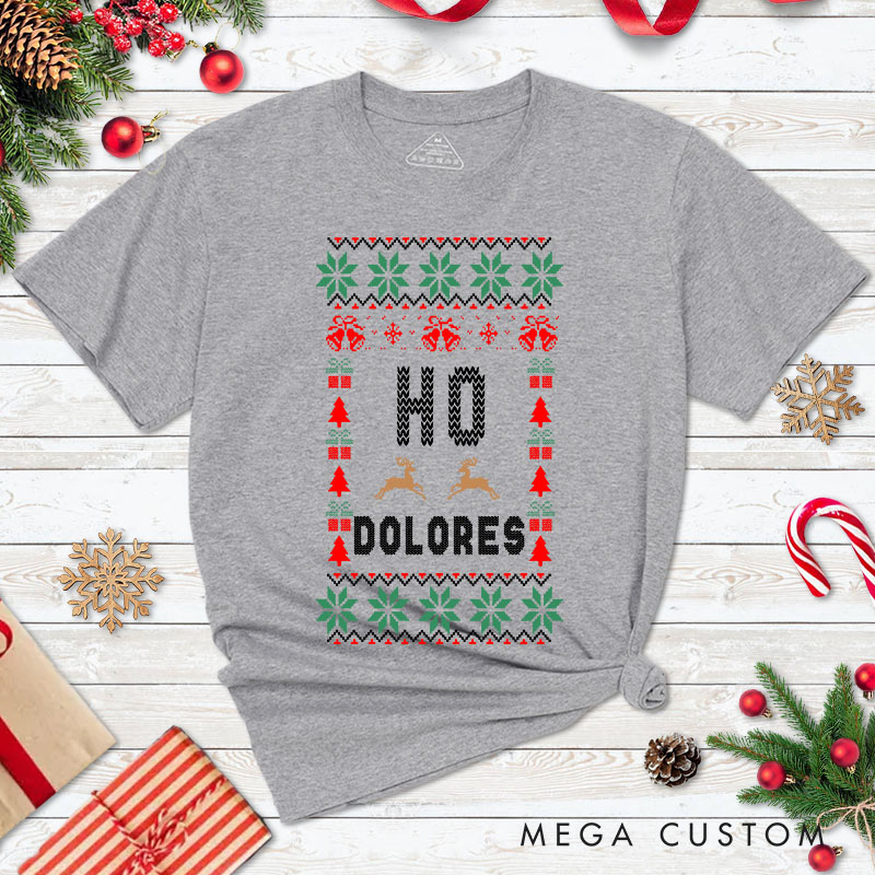 Personalized Couple Where’s My Ho At and Ho Matching T-Shirt with Name Couple Christmas T-Shirt for Husband Wife Boyfriend Girlfriend Gift