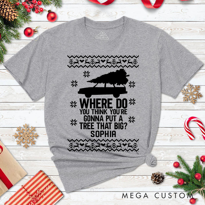 Personalized Couple Bend Over and I’ll Show You Christmas T-Shirt Couple Xmas Matching T-Shirt for Husband Wife Boyfriend Girlfriend