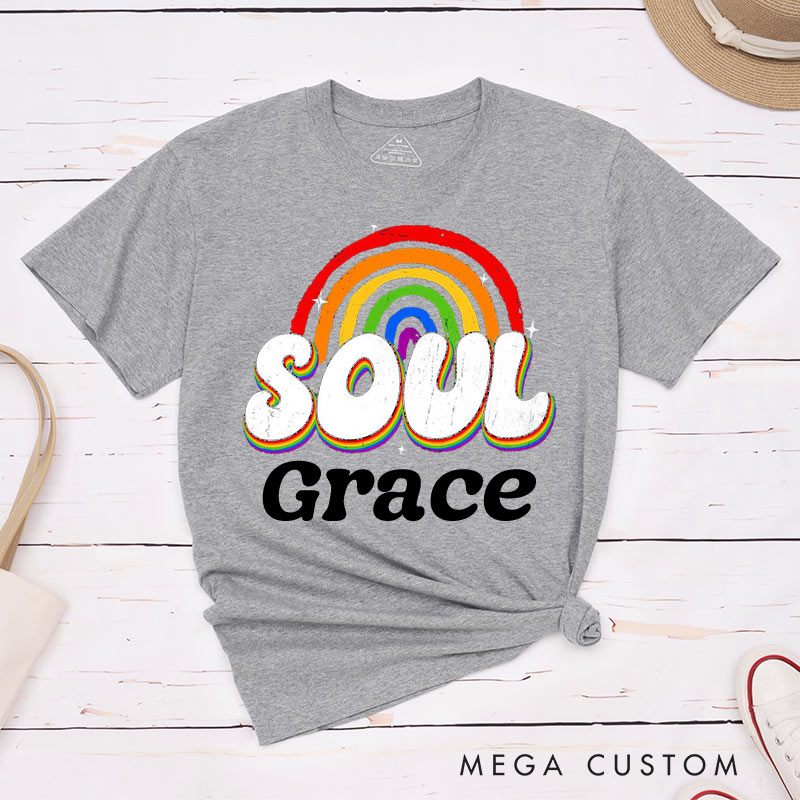 Personalized Soul Mates Rainbow Couple T-Shirts LGBTQA+ Couple Matching T-Shirt Lesbian Gay Matching Tee for Her Him