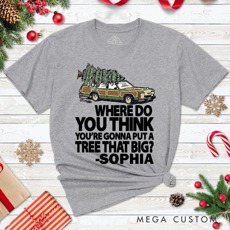 Personalized Couple Humor Bend Over and I'll Show You Christmas T-Shirt Couple Xmas Plaid Truck Matching T-Shirt for Husband Wife Boyfriend Girlfriend