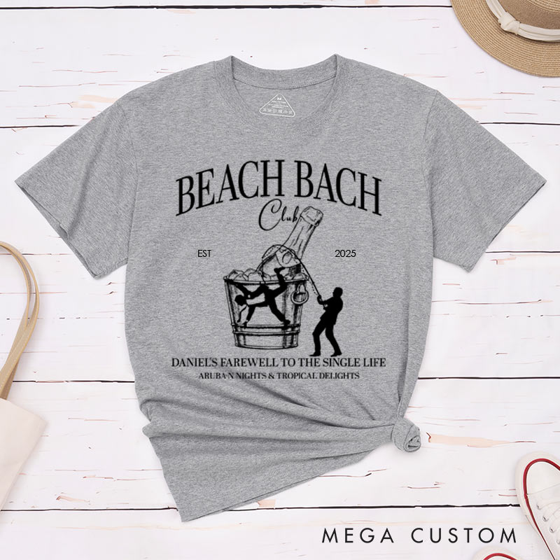 Personalized LGBTQ Bachelor Party T-Shirts Gay Beach Bach Club Matching Shirt LGBTQA+ Gay Wedding Party Favors Tee 