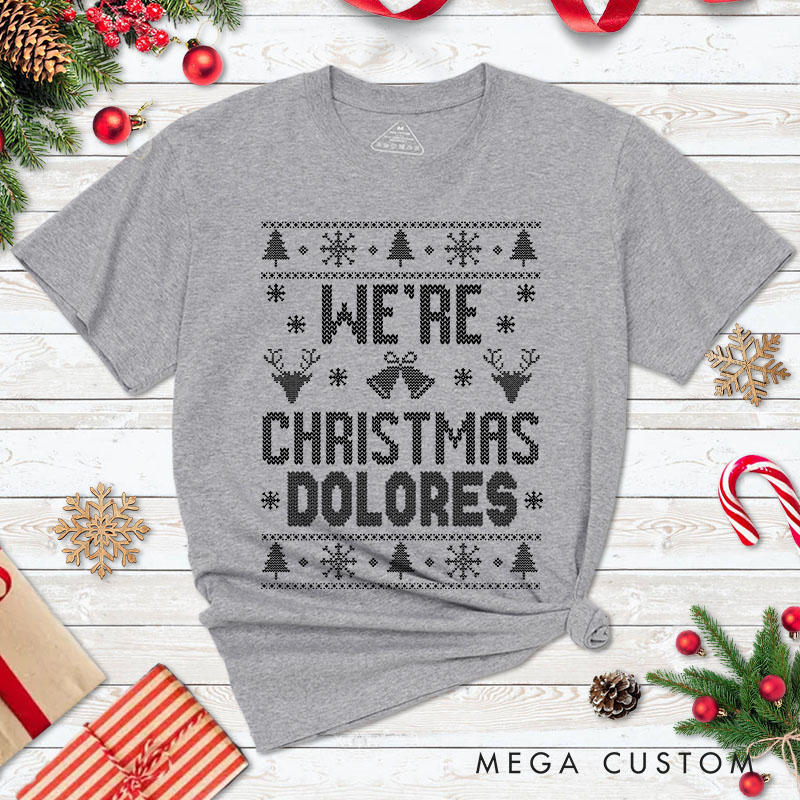 Personalized Couple Merry Drunk and We’re Christmas T-Shirt with Name Couple Xmas Matching T-Shirt for Husband Wife Boyfriend Girlfriend Tee Tops