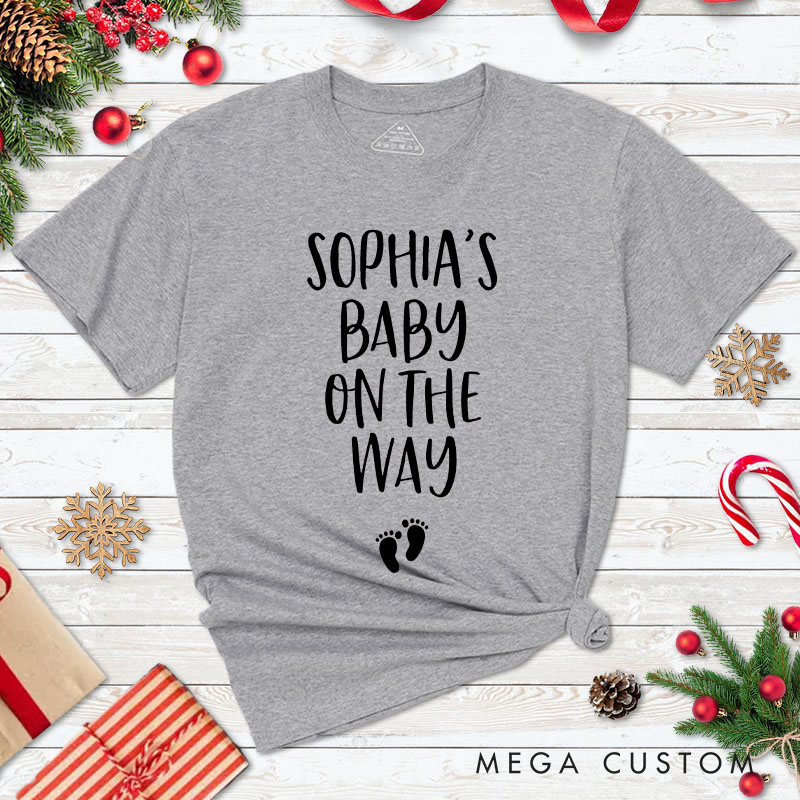 Personalized Couple Jingle Bells Jingle Bells Baby on the Way T-Shirt Chic Couple Xmas Matching Shirt for Husband Wife Boyfriend Girlfriend Tee Tops