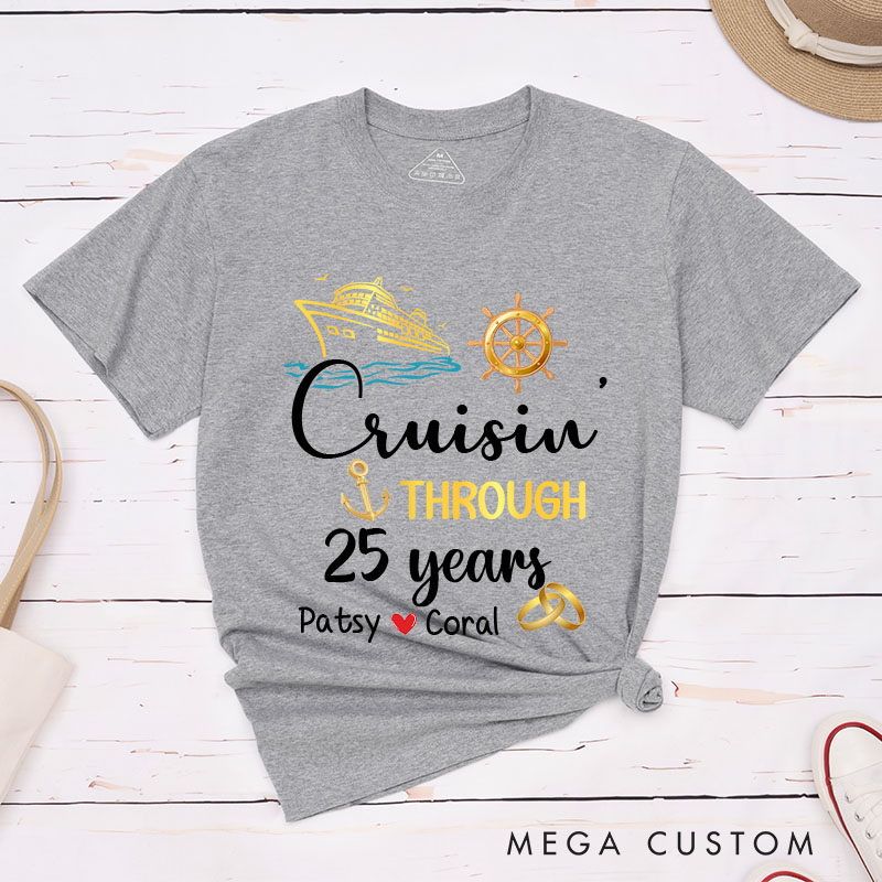 Personalized 25th Anniversary T-Shirt 25 years Cruise Anniversary Shirts Couple Anniversary Gift T-Shirts for Husband Wife