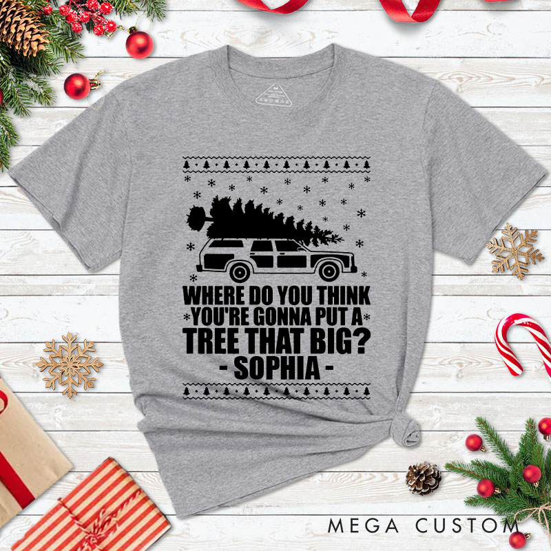 Personalized Couple Bend Over and I’ll Show You Christmas Matching T-Shirt Truck with Xmas Tree T-Shirt for Husband Wife Boyfriend Girlfriend Tee Tops