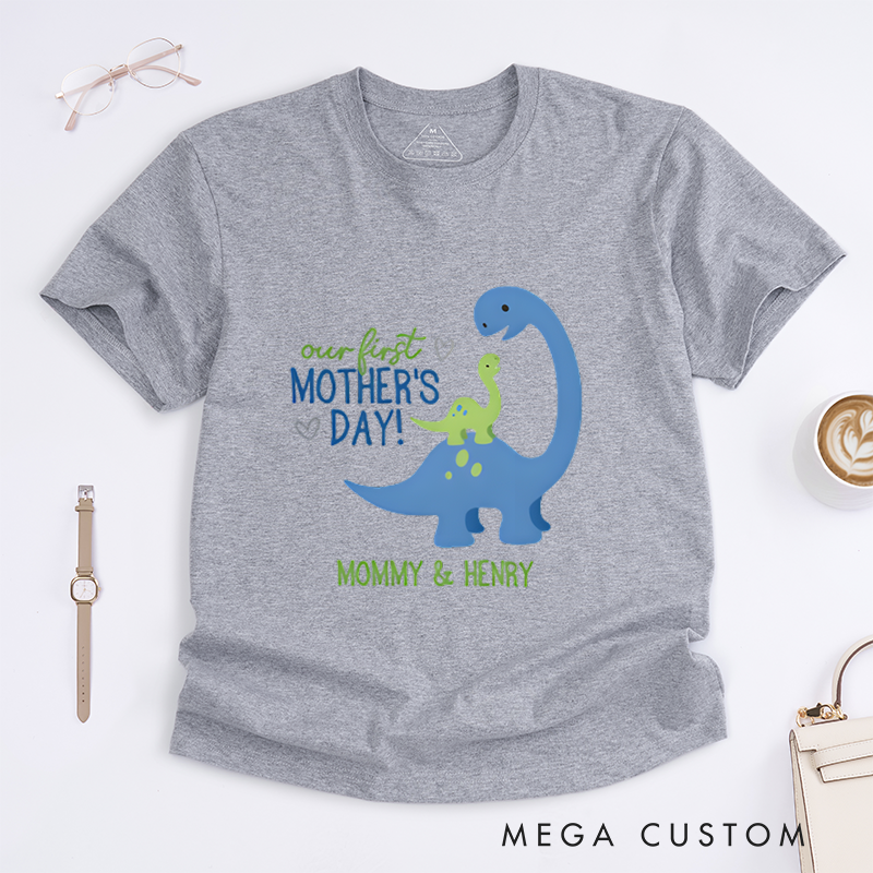 Personalized Our First Mother's Day Tanystropheus Mother and Child Design Classic T-shirt