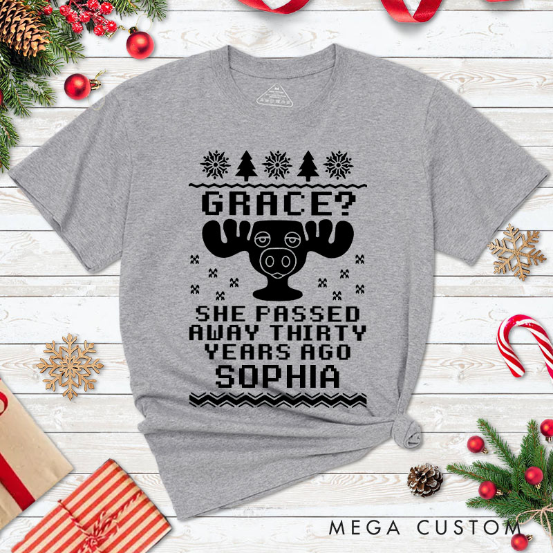Personalized Couple They Want You to Say Grace The Blessing Christmas T-Shirt Couple Xmas Matching T-Shirt for Husband Wife Boyfriend Girlfriend Tees