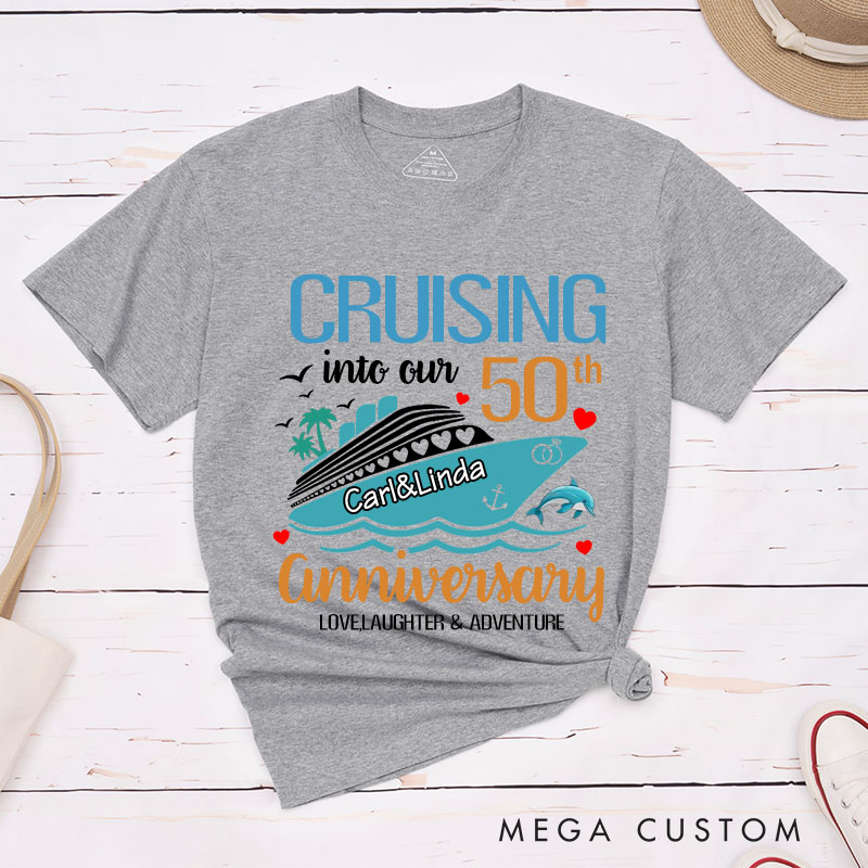 Personalized Couple 50th Anniversary T-Shirt Cruising into Our 50th Anniversary Shirts Cheers to 50 Years T-Shirts for Husband Wife