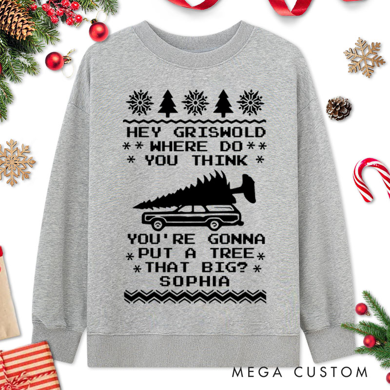 Personalized Couple Bend Over and I’ll Show Ya Christmas Sweatshirt Couple Xmas Ugly Sweater Matching Sweatshirt for Husband Wife Boyfriend Girlfriend