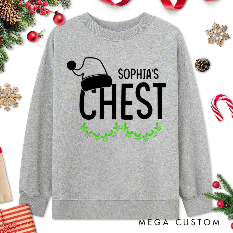 Personalized Couple Nuts and Chest Christmas with Santa Hat Matching Sweatshirt Couple Xmas Antler Sweatshirt for Husband Wife Boyfriend Girlfriend