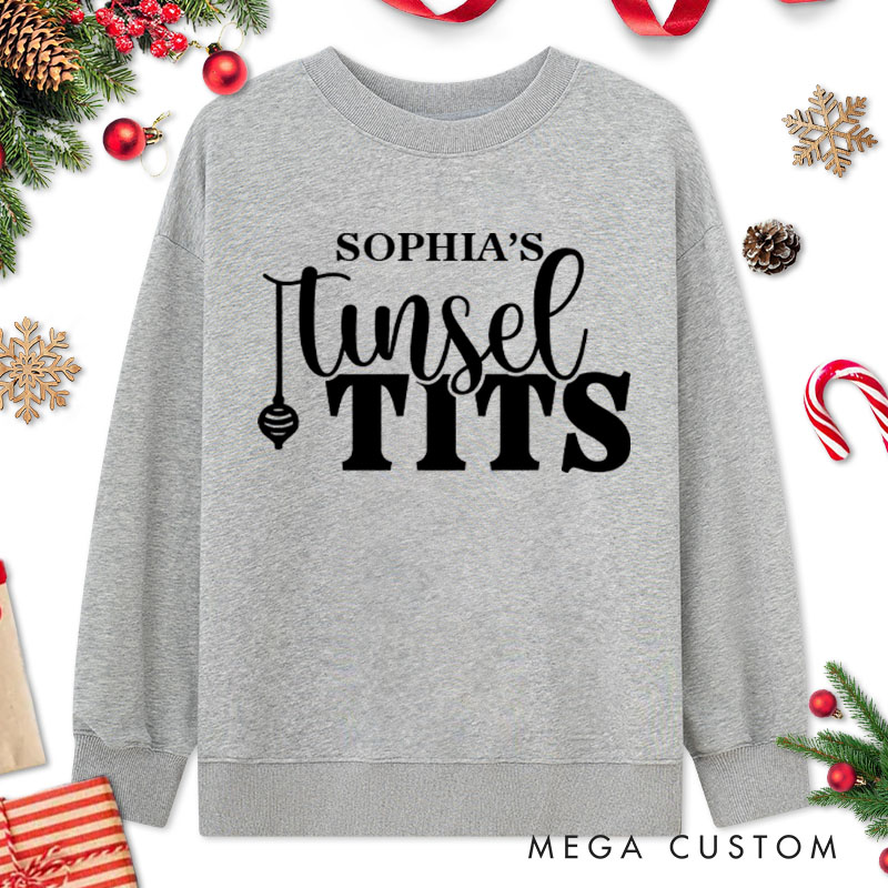 Personalized Couple Jingle Balls and Tinsel Tits with Christmas Balls Sweatshirt Couple Xmas Matching Sweatshirt for Husband Wife Boyfriend Girlfriend