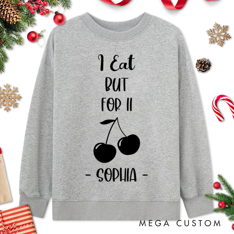 Personalized Couple I Drink But For III and I Eat But For II Sweatshirt Christmas Beer and Cherry Sweatshirt for Husband Wife Boyfriend Girlfriend