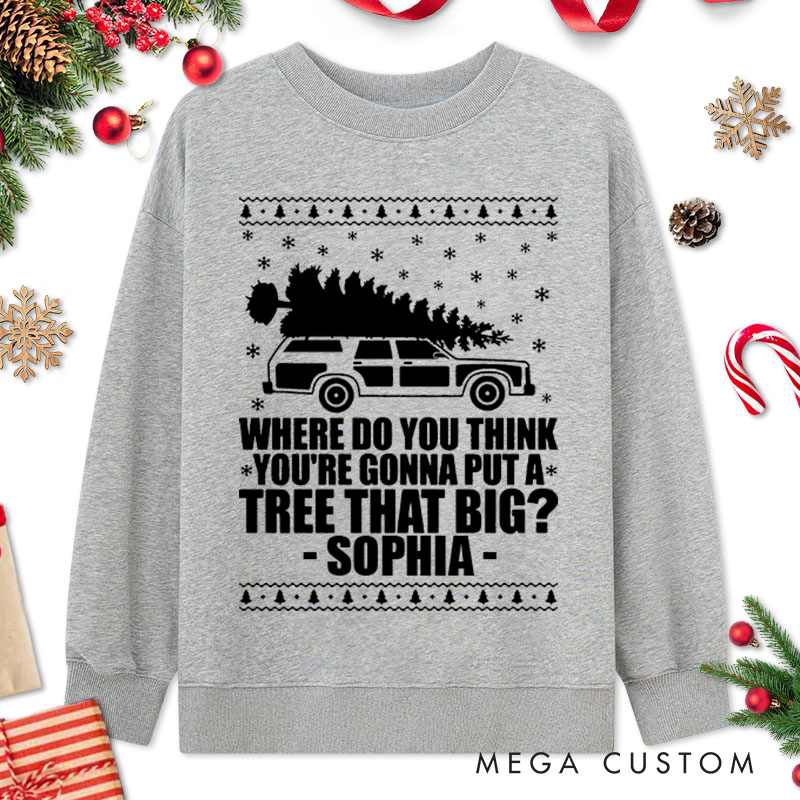 Personalized Couple Bend Over and I'll Show You Christmas Sweatshirt Xmas Truck Ugly Sweater Design Sweatshirt for Husband Wife Boyfriend Girlfriend