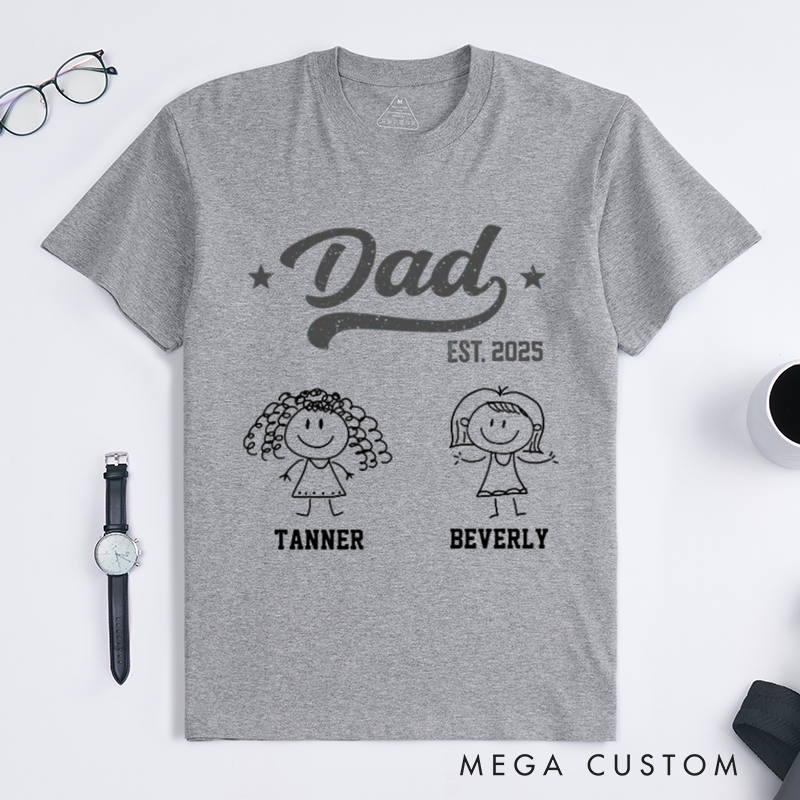 Personalized Become a Dad Since Classic T-Shirt  Gift for Dad Grandpa