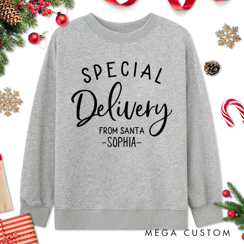 Personalized Couple Just Call Me Santa and Special Delivery from Santa Xmas Sweatshirt Xmas Matching Sweatshirt for Husband Wife Boyfriend Girlfriend