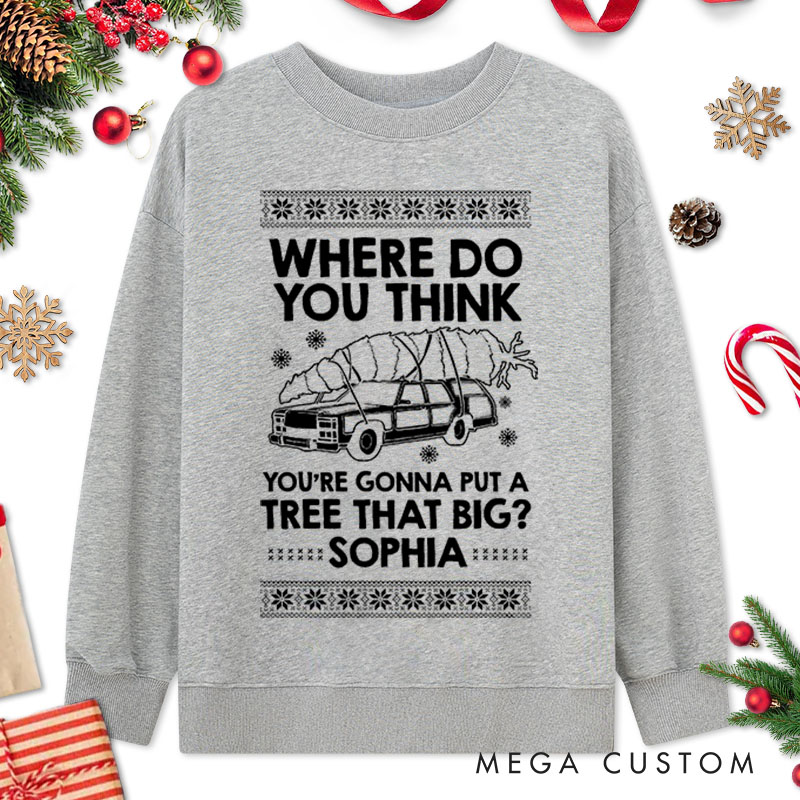 Personalized Couple Bend Over and I'll Show You with Truck Sweatshirt Couple Xmas Ugly Sweater Design Sweatshirt for Husband Wife Boyfriend Girlfriend