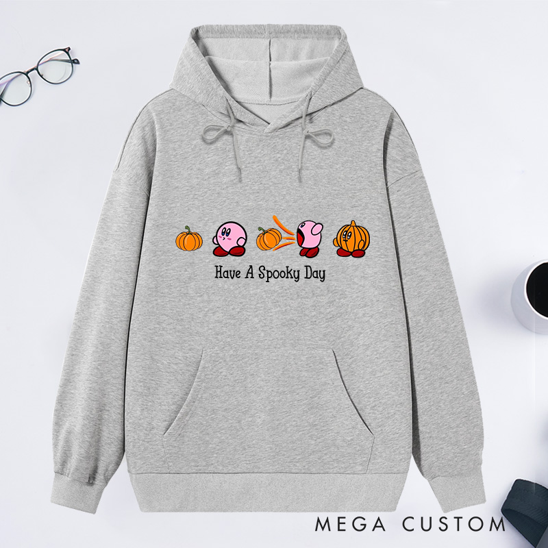 Personalized Hoodie Have a Spooky Day Design Cute Pumpkin and Character Theme Halloween Housewarming Gift Available in Multiple Colors and Sizes