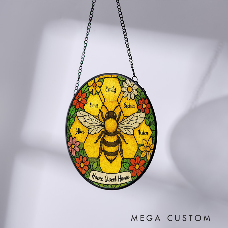 Personalized Grandma Bee and Grandkid Name Suncatcher Housewarming Suncatcher for Nana Mother’s Day Gift Nana Gift Mom Gift