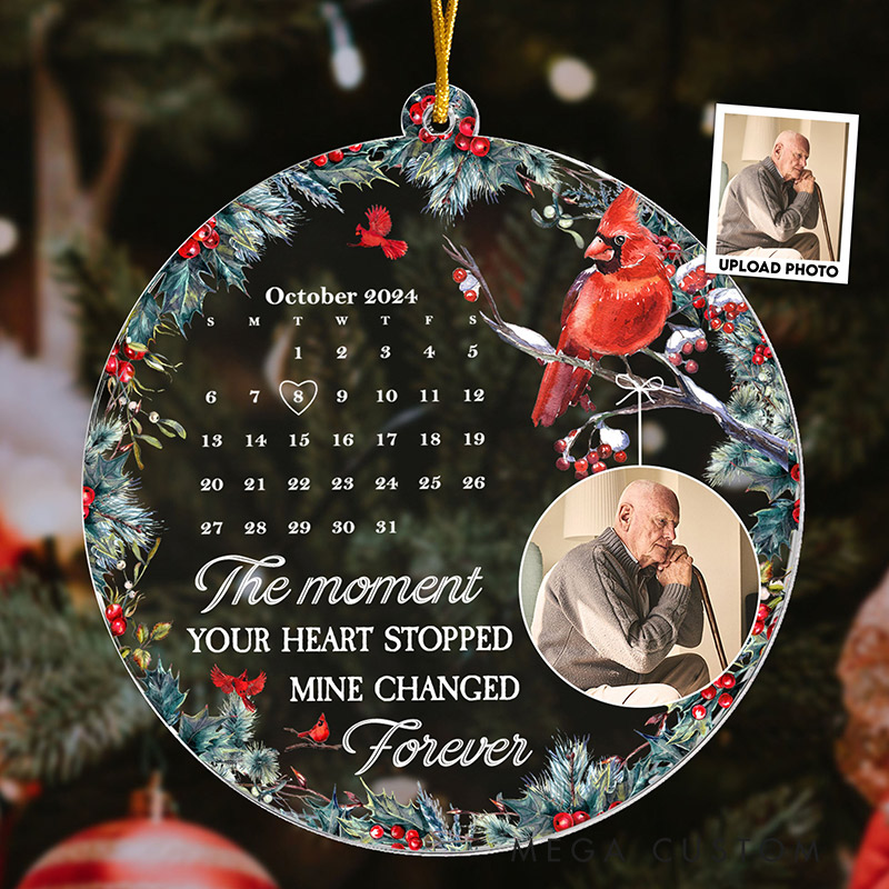 Personalized Acrylic Photo Christmas Ornament The Moment Your Heart Stopped Mine Changed Forever Sympathy Gift for Loss of Grandfather