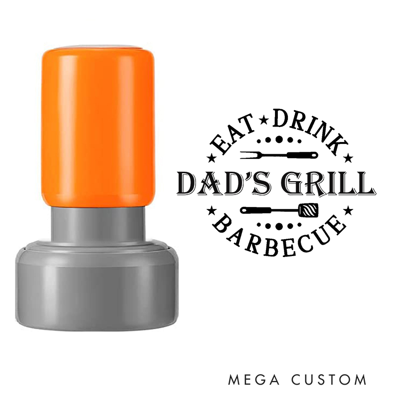 Personalized Round Barbecue Stamp Dad's Grill Design Eat Drink Barbecue Theme Decorative Stamp for Housewarming Gifts