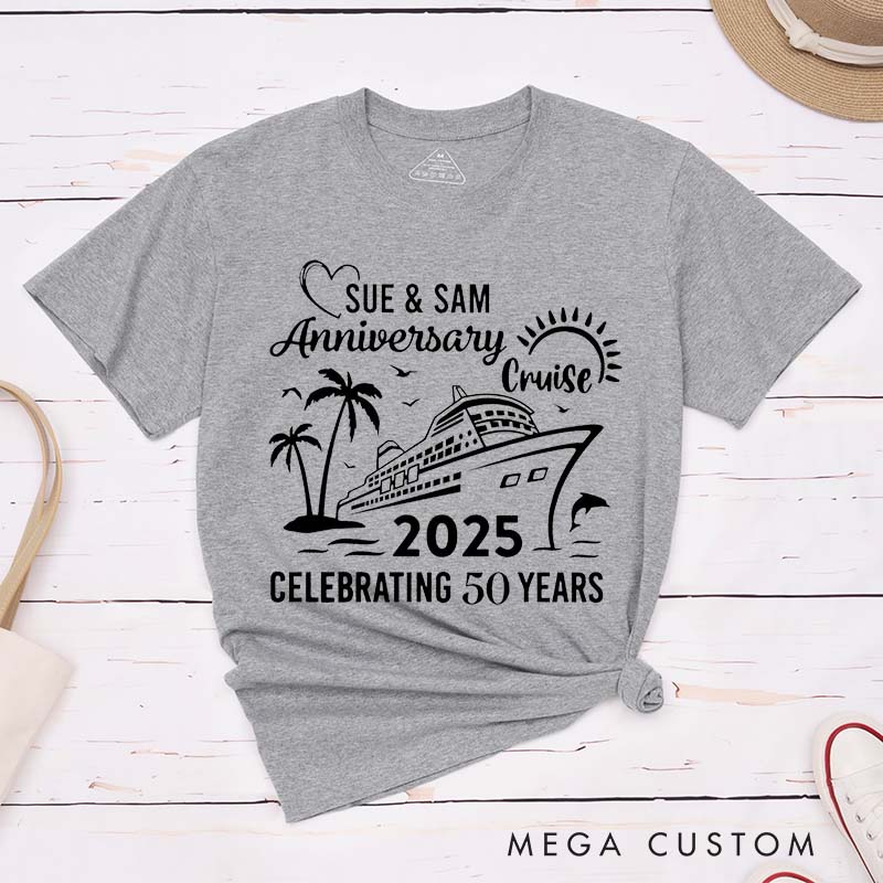 Personalized Couple 50th Anniversary T-Shirt Couple Cruise Anniversary Shirts Anniversary Gift T-Shirts for Husband Wife