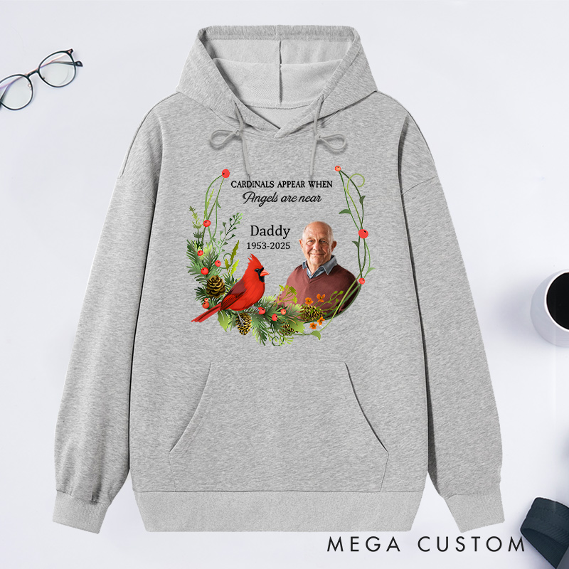 Personalized In Memory Memorial Hoodie Custom Photo Name Year Cardinal Keepsake Gift