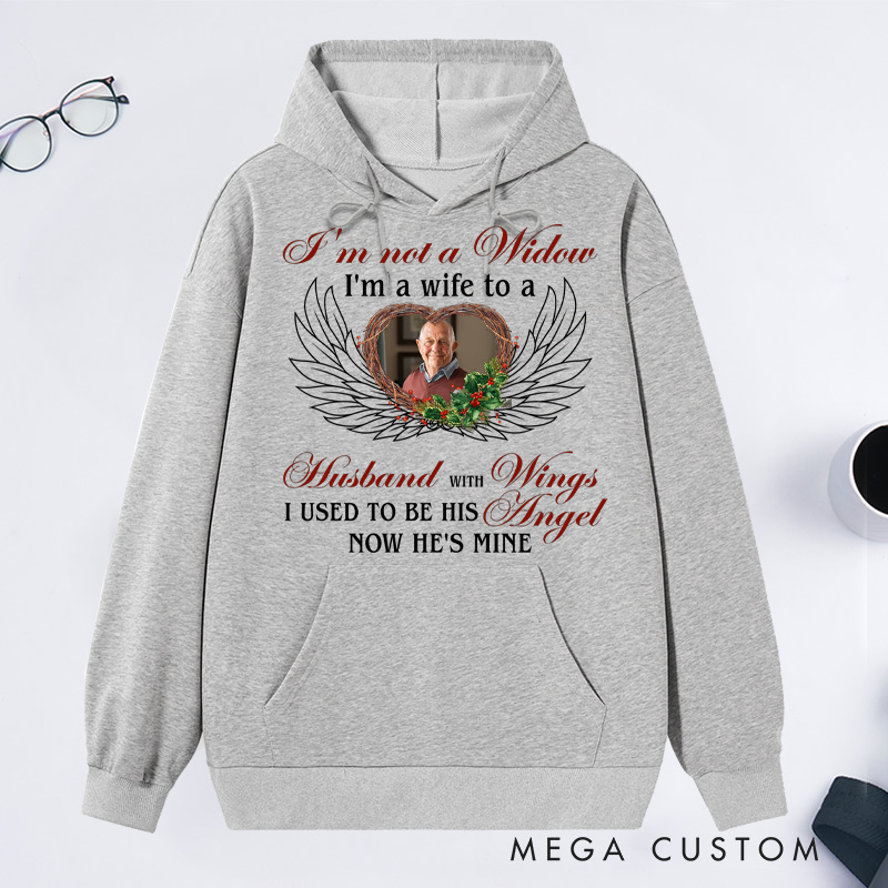 Personalized Memorial Photo Hoodie I'm A Wife To A Husband With Wings Shirt Condolence Gift Sweatshirt 