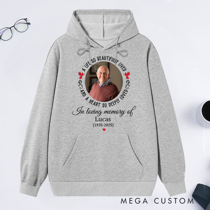Personalized Memorial Photo Hoodie Custom Funeral Photo Hoodie Rest in Peace Memory Hoodie Remembrance Sweatshirt 