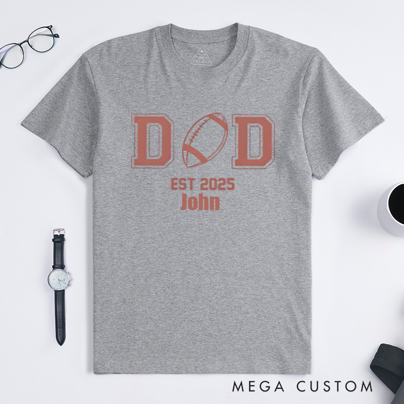Personalized American Football Fan Dad Shirt Customized Name Date Classic T-shirt
