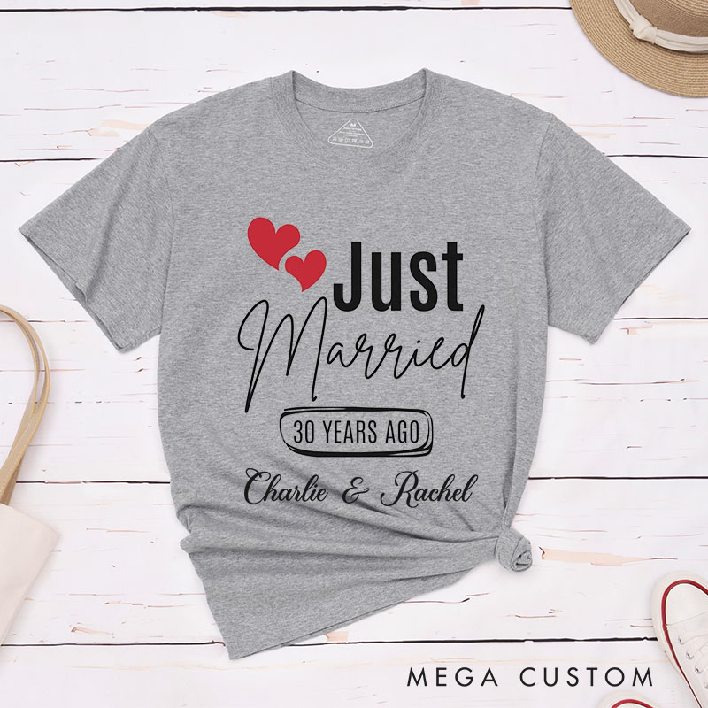 Personalized Couple 30th Anniversary T-Shirt Just Married 30 Years Ago T-Shirt Anniversary Gift Tees for Wife Husband 