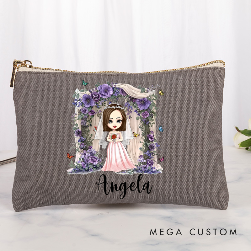Personalized Bridesmaid Makeup Bag Bride Wedding Make Up Bag Women Cosmetic Bags