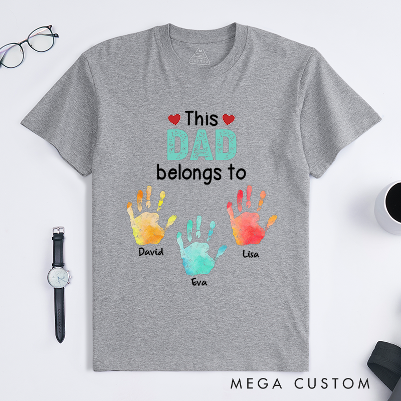Personalized This Belongs to Theme Colorful Handprint Pattern Design Classic T-shirt