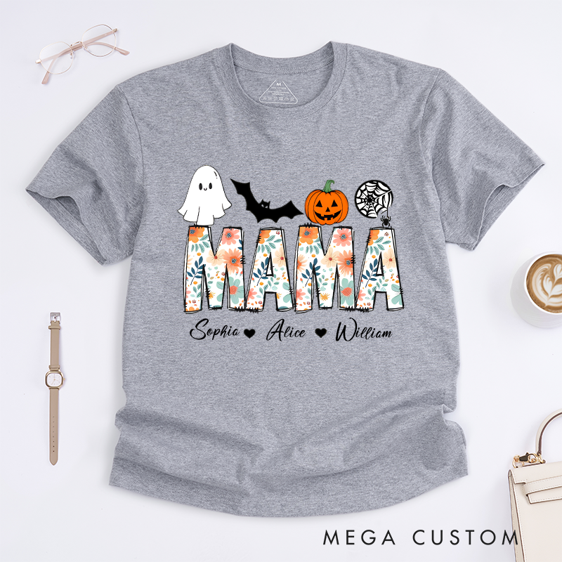 Personalized Halloween Strange Mom Theme Flower Pattern Font Design Family Matching Outfit