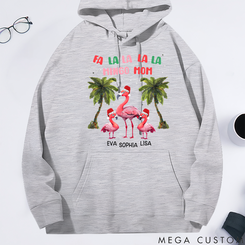 Personalized Christmas Family Reunion Theme Flamingo Mom Classic Hoodie