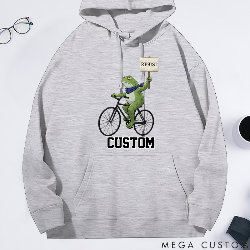 Personalized Classic Hoodie Portland Bicycle Frog Protest Design