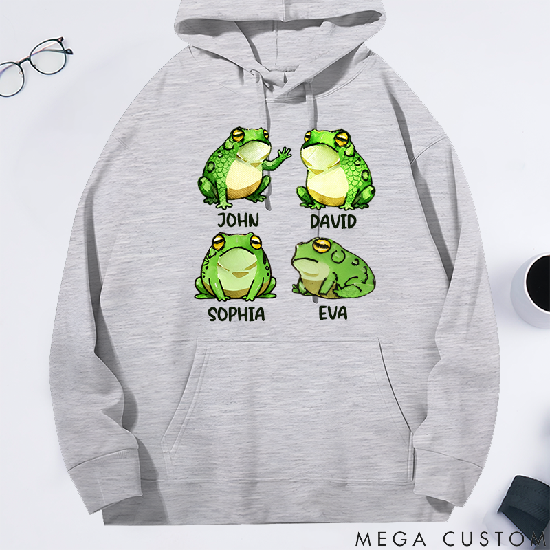 Personalized Classic Hoodie Fun Frog Family Pattern Design