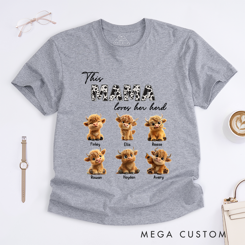 Personalized this Grandma Loves Her Herd Classic T-Shirt Highland Cattle Shirt